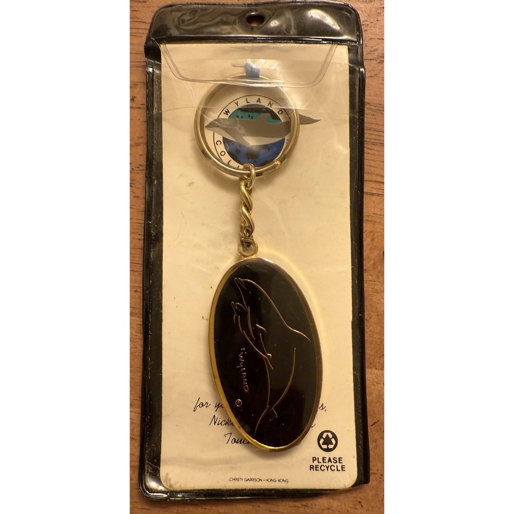 Wyland Art Collection Keychain, Dolphins Swimming Keyring Souvenir Keytag Gift